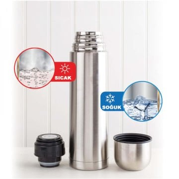 Wings Brushed Çantalı İsme Özel Çelik Termos 750ml. | 304 Paslanmaz Çelik - Kaydırmaz Taban - Kilitli Bardak Kapak - Sızdırmaz