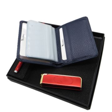 Signator D280 İsme Özel Set - Deri Kartlık + Çakmak  + Kalem Seti | İsme Özel Hediyelik Set