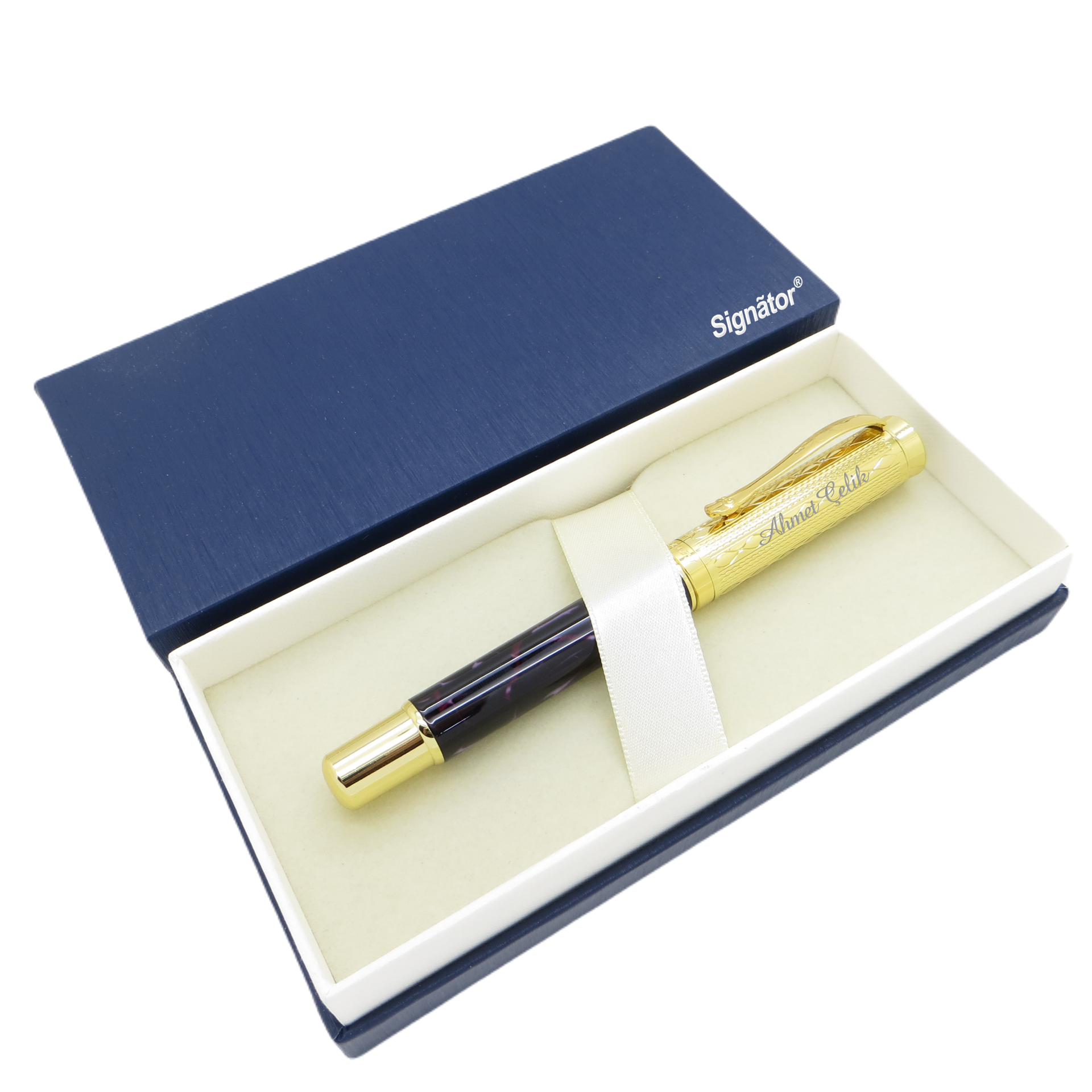 Signator® ST146 Sedefli Gold Mürdüm Metal Roller Kalem | İsme Özel Kalem