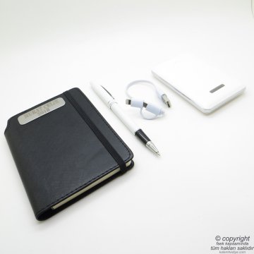 Wings Almon Hediyelik Set | İsme Özel | 5000mAh Powebank +  Cep Defteri + Roller Kalem | Hepsi İsme Özel