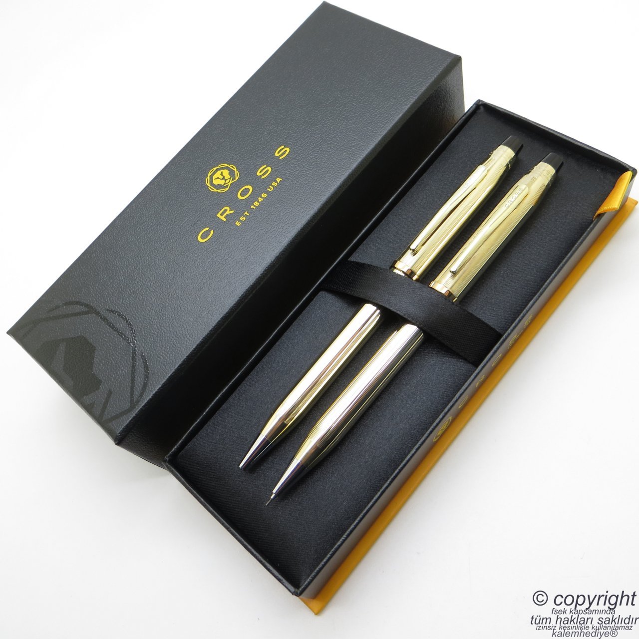 Cross 4501 WG Century II 10 Ayar Altın Kaplama Tükenmez Kalem + Versatil Kalem Set | Cross Kalem | İsme Özel Kalem