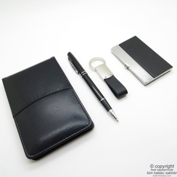 Wings Newbury Hediyelik Set | İsme Özel | Hesap Makineli Bloknot + Anahtarlık + Kartvizitlik + Roller Kalem | Hepsi İsme Özel