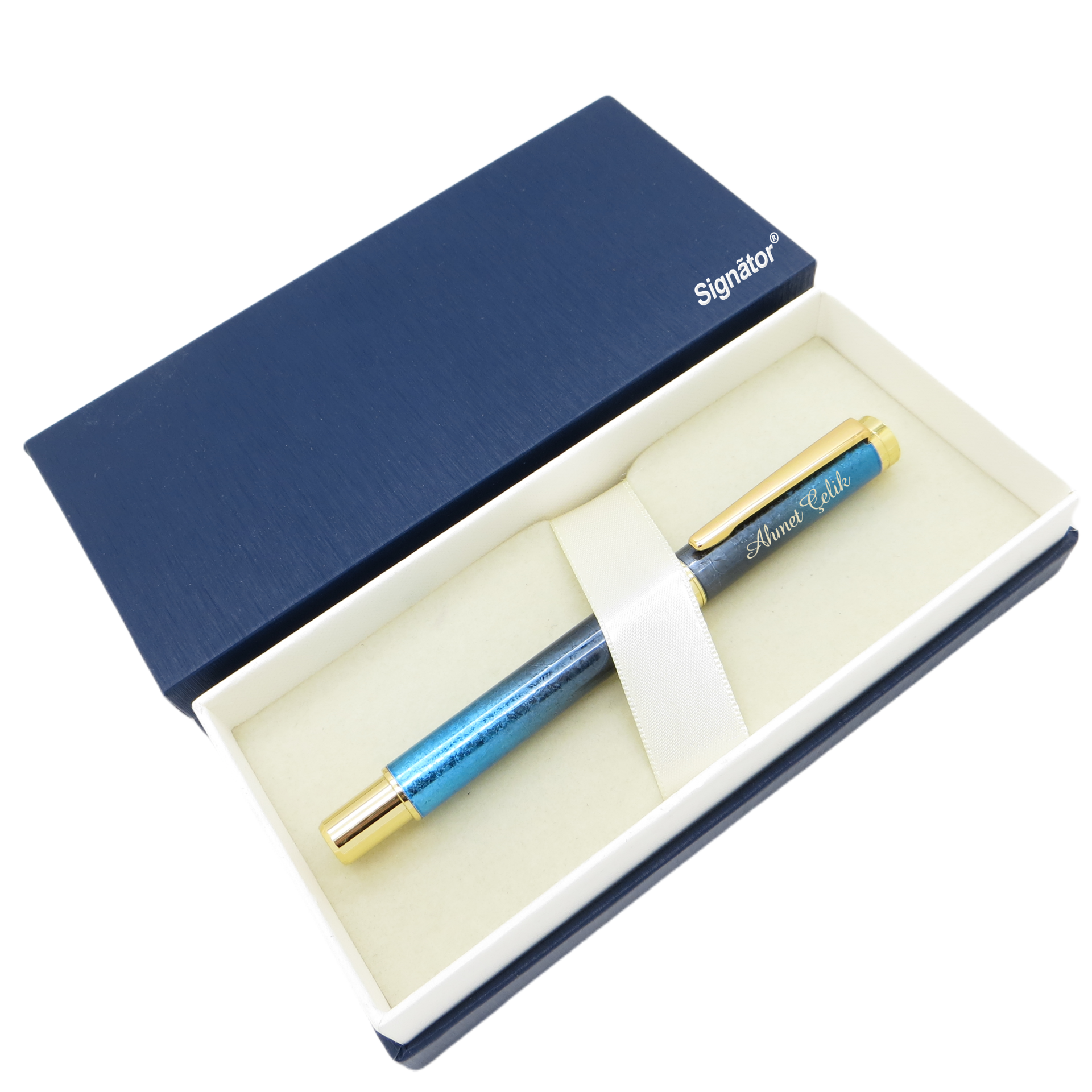 Signator® ST165 Electra Blue Gold Metal Roller Kalem | İsme Özel Kalem
