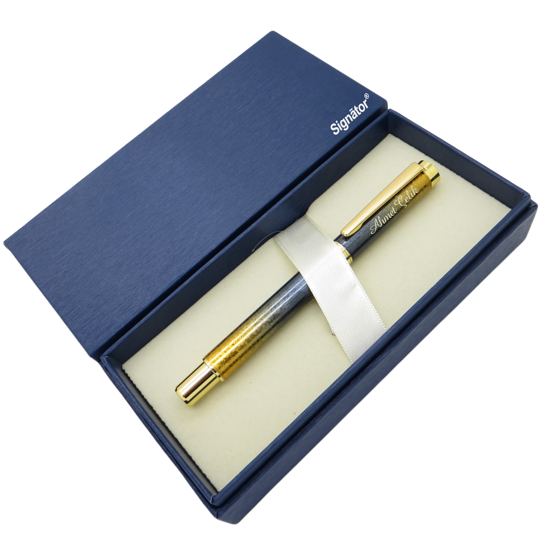 Signator® ST167 Electra Pearl Blue Gold Metal Roller Kalem | İsme Özel Kalem