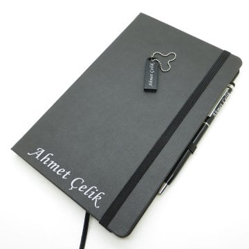 Wings SG157 İsme Özel Siyah Defter + 16GB Usb Bellek + Touch Kalem Set | Hepsi İsme Özel