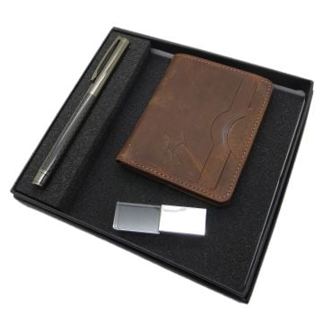 Signator D310 İsme Özel Set - Deri Kartlık + 32Gb Kristal Usb Bellek  + Kalem Seti | İsme Özel Hediyelik Set