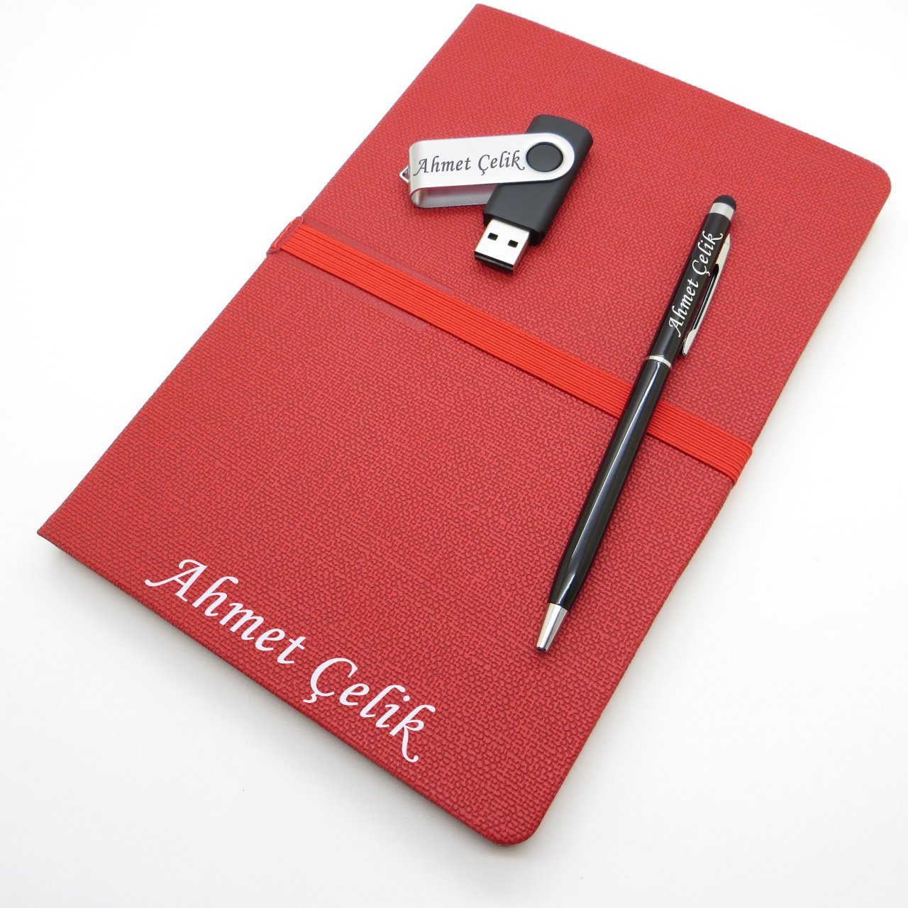 Wings SG161 İsme Özel Kırmızı Defter + 16GB Usb Bellek + Touch Kalem Set | Hepsi İsme Özel