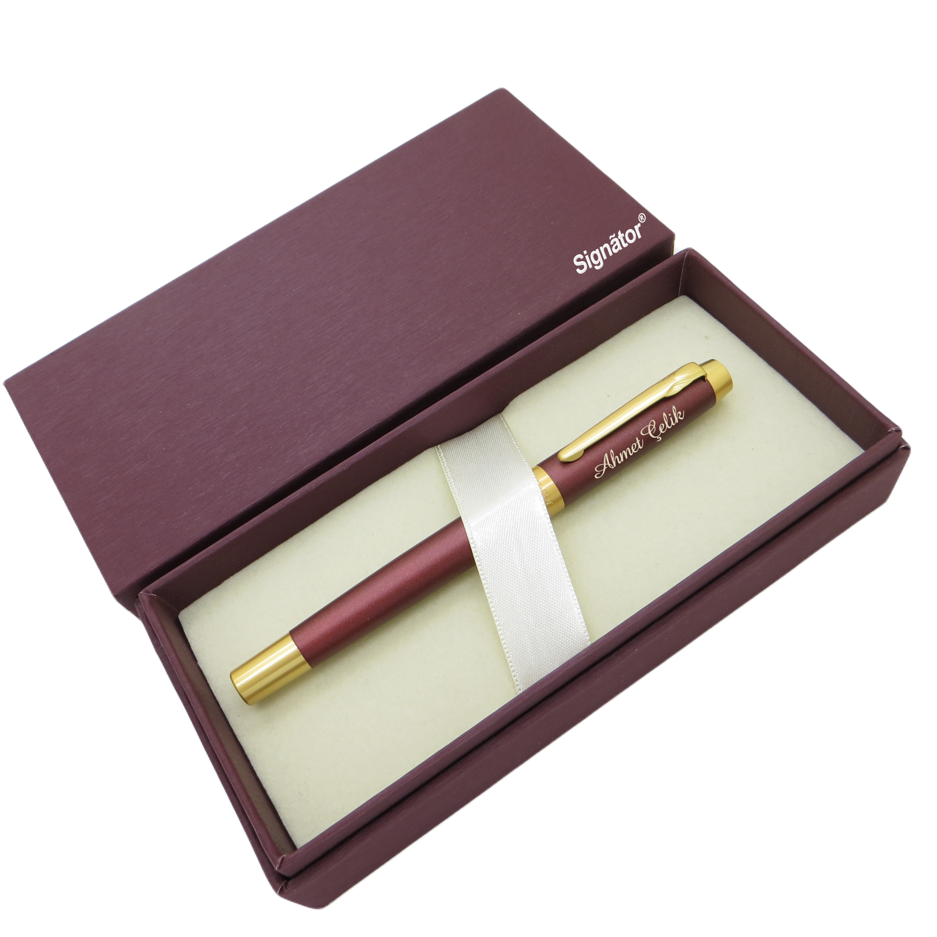 Signator® ST174 Mat Bordo Gold Metal Roller Kalem | İsme Özel Kalem