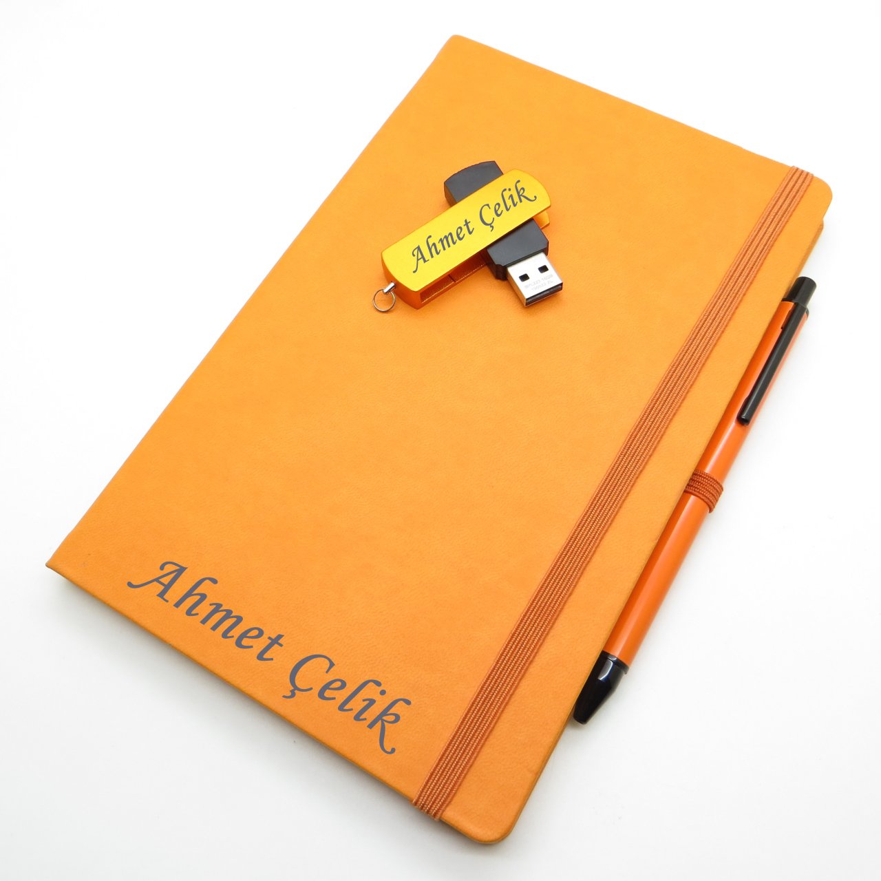 Wings SG165 İsme Özel Turuncu Defter + 16GB Usb Bellek + Touch Kalem Set | Hepsi İsme Özel