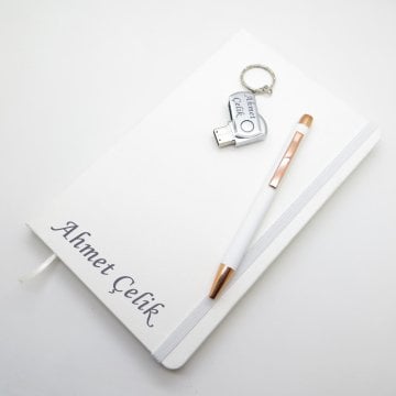 Wings SG166 İsme Özel Beyaz Defter + 16GB Usb Bellek + Touch Kalem Set | Hepsi İsme Özel