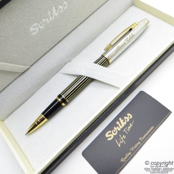 Scrikss Special İsme Özel Gold Krom Siyah Altın Çizgili Roller Kalem