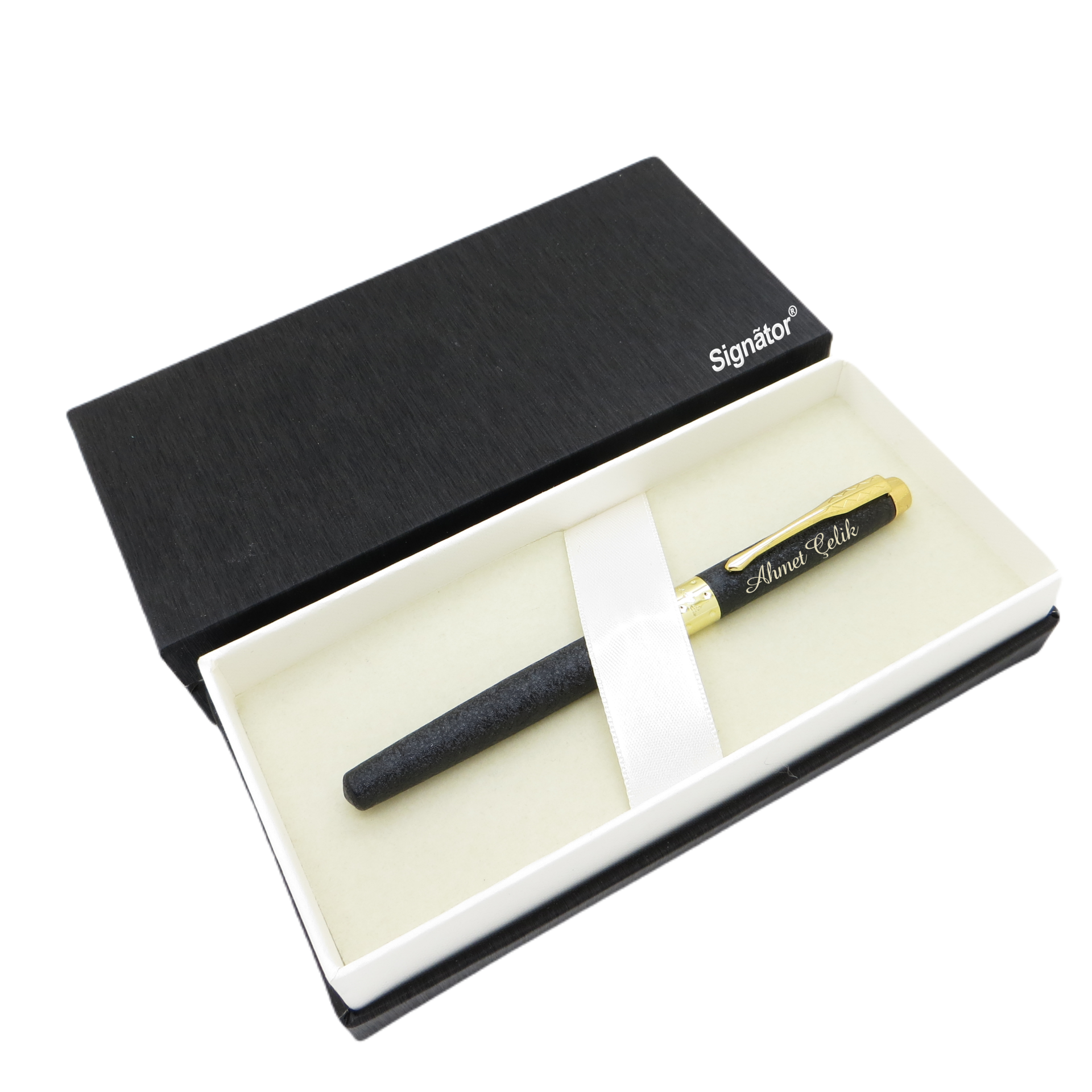 Signator® ST185 Slim Bazalt Siyah Gold Metal Roller Kalem | İsme Özel Kalem