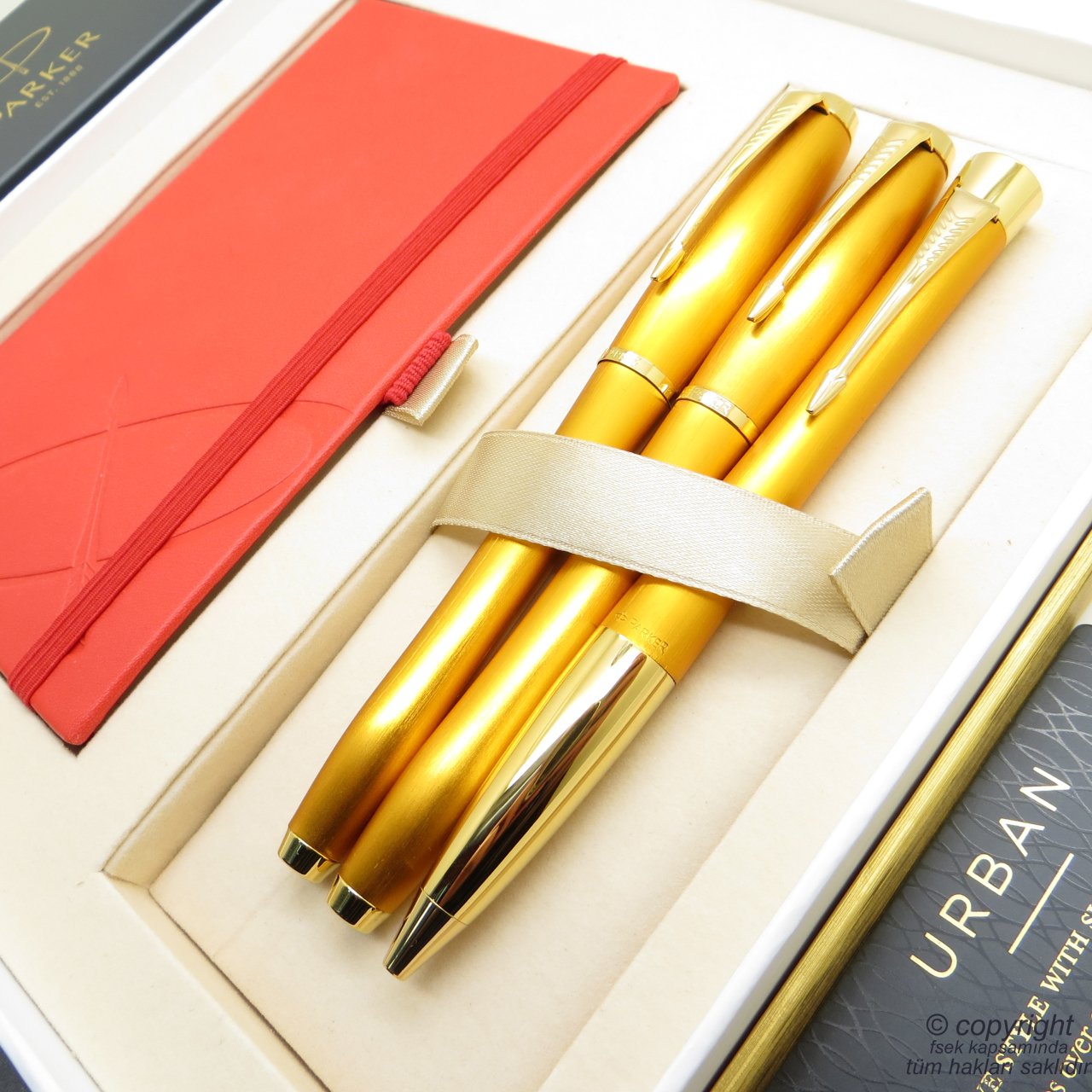 Parker Urban Premium Dokulu Dolma Kalem + Roller Kalem + Tükenmez Kalem Set | İsme Özel Kalem | Hediyelik Kalem
