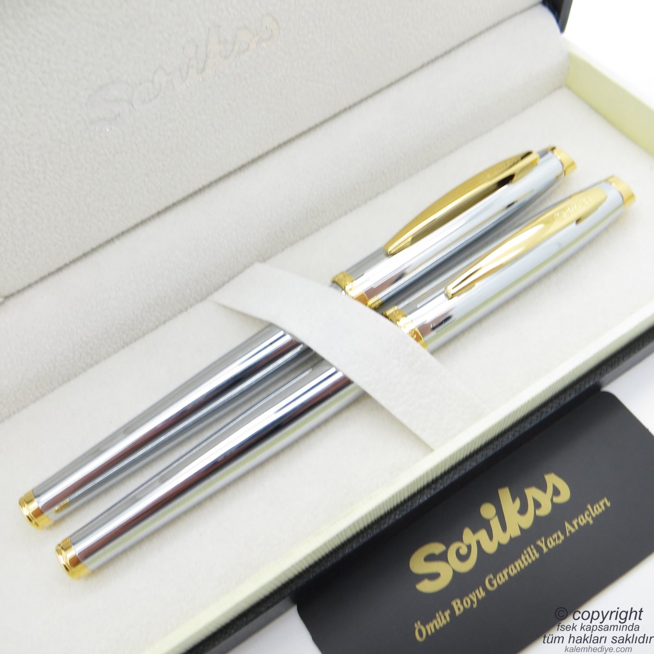 Scrikss 39 Gold Krom Dolma Kalem + Roller Kalem Seti | Scrikss Oscar | İsme Özel Kalem | Hediye Kalem