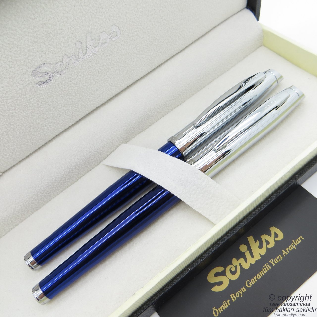 Scrikss 39 Lacivert Krom Dolma Kalem + Roller Kalem Set | Scrikss Oscar | İsme Özel Kalem | Hediye Kalem