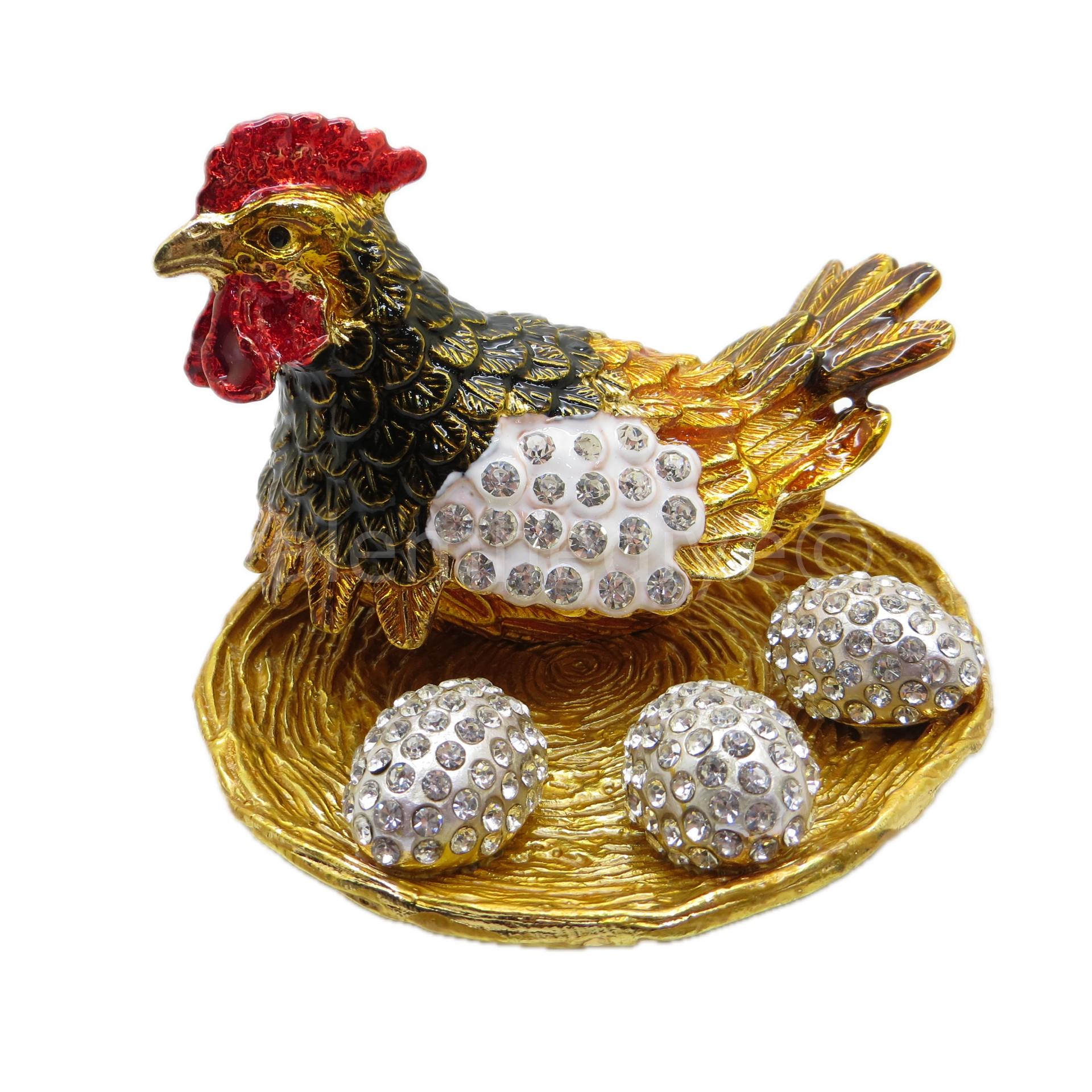 Swarovski Taşlı Yumurtalı Tavuk - Gizli Hazneli Masaüstü Hediyelik Süs Eşyası | Hediyelik Kutusunda