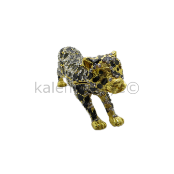 Swarovski Taşlı Leopar - Gizli Hazneli Masaüstü Hediyelik Süs Eşyası | Hediyelik Kutusunda
