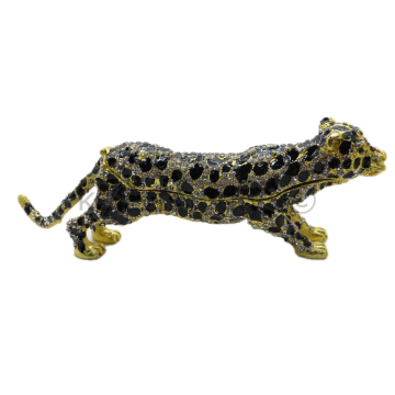 Swarovski Taşlı Leopar - Gizli Hazneli Masaüstü Hediyelik Süs Eşyası | Hediyelik Kutusunda