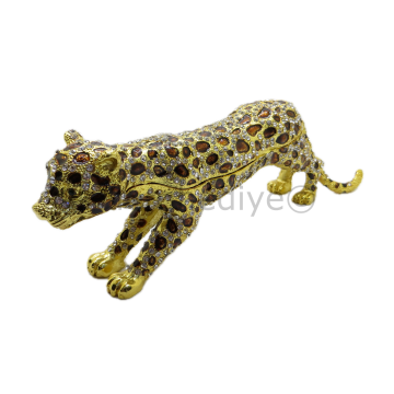 Swarovski Taşlı Leopar - Gizli Hazneli Masaüstü Hediyelik Süs Eşyası | Hediyelik Kutusunda