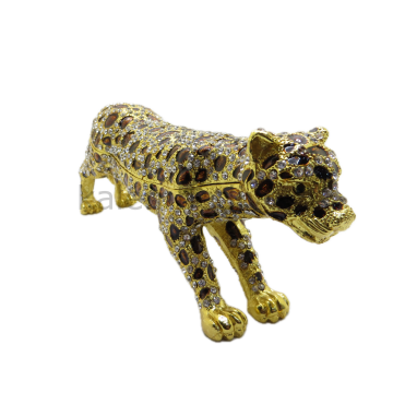 Swarovski Taşlı Leopar - Gizli Hazneli Masaüstü Hediyelik Süs Eşyası | Hediyelik Kutusunda