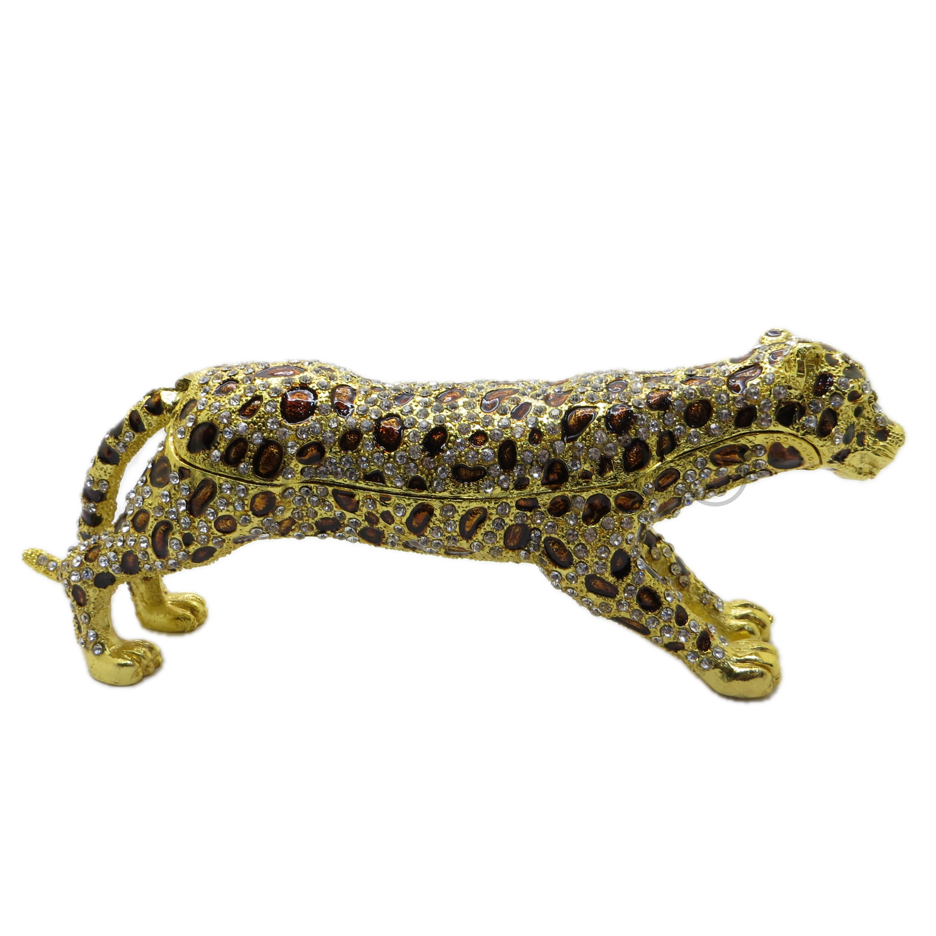 Swarovski Taşlı Leopar - Gizli Hazneli Masaüstü Hediyelik Süs Eşyası | Hediyelik Kutusunda