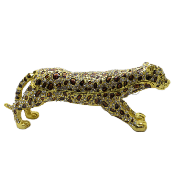 Swarovski Taşlı Leopar - Gizli Hazneli Masaüstü Hediyelik Süs Eşyası | Hediyelik Kutusunda