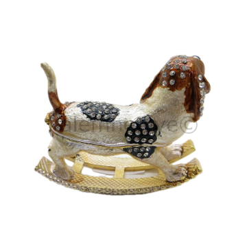 Swarovski Taşlı Sevimli Köpek - Gizli Hazneli Masaüstü Hediyelik Süs Eşyası | Hediyelik Kutusunda