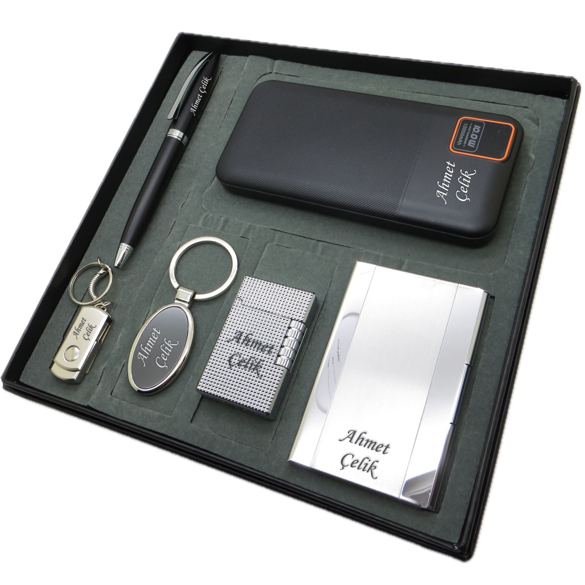 Signator® Serenia | Kişiye Özel Set - 32 Gb. Usb Bellek + 10000 mAh Powerbank  + Kalem + Çakmak + Anahtarlık + Kartvizitlik | İsme Özel Hediyelik Set