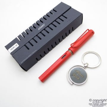Lamy Safari İsme Özel Strawberry Dolma Kalem + Çift Taraflı Anahtarlık | Lamy Kalem