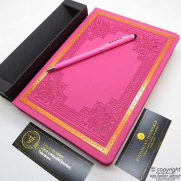 İsme Özel Defter ve Kalem | Pembe,14x20cm. 160 Yaprak, 80gr. Hediyelik Set