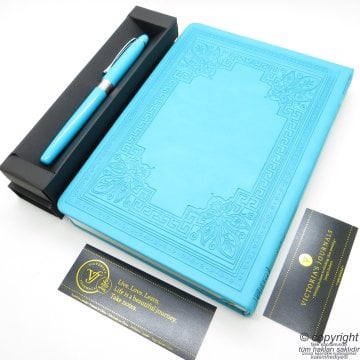 İsme Özel Defter ve Kalem | Turkuaz,14x20cm. 160 Yaprak, 80gr. Hediyelik Set