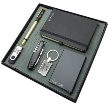 Signator® Noctua | Kişiye Özel Set - 32 Gb. Usb Bellek + Titanyum Anahtarlık + Çok Fonksiyonlu Çakı + Not defteri  + Kalem ve Kartvizitlik | İsme Özel Hediyelik Set