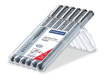 Staedtler 308 SB6P Siyah Pigment Liner Kalem (0.05 / 0.1 / 0.2 / 0.3 / 0.5 /0.8 MM )