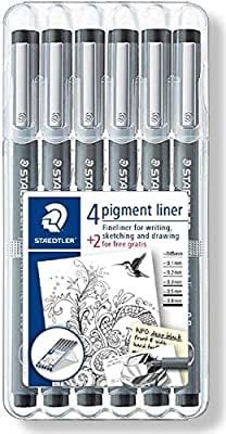 Staedtler 308 SB6P Siyah Pigment Liner Kalem (0.05 / 0.1 / 0.2 / 0.3 / 0.5 /0.8 MM )