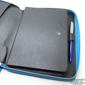 İsme Özel Fermuarlı Folder Tarihsiz Organizer ve Scrikss Kalem 15x21 | Mavi