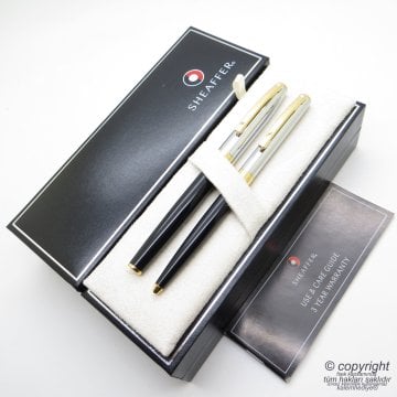 Sheaffer Sagaris Krom Altın Roller Kalem + Tükenmez Kalem Seti | Kişiye Özel Kalem | İsme Özel Kalem Seti
