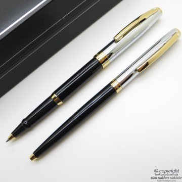 Sheaffer Sagaris Krom Altın Roller Kalem + Tükenmez Kalem Seti | Kişiye Özel Kalem | İsme Özel Kalem Seti