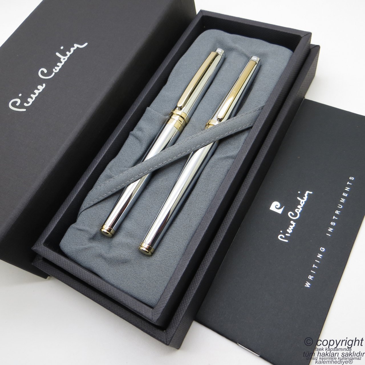 Pierre Cardin Status Gold Krom Altın Dolma Kalem + Roller Kalem Set | İsme Özel Kalem
