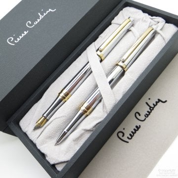 Pierre Cardin Status Gold Krom Altın Dolma Kalem + Roller Kalem Set | İsme Özel Kalem