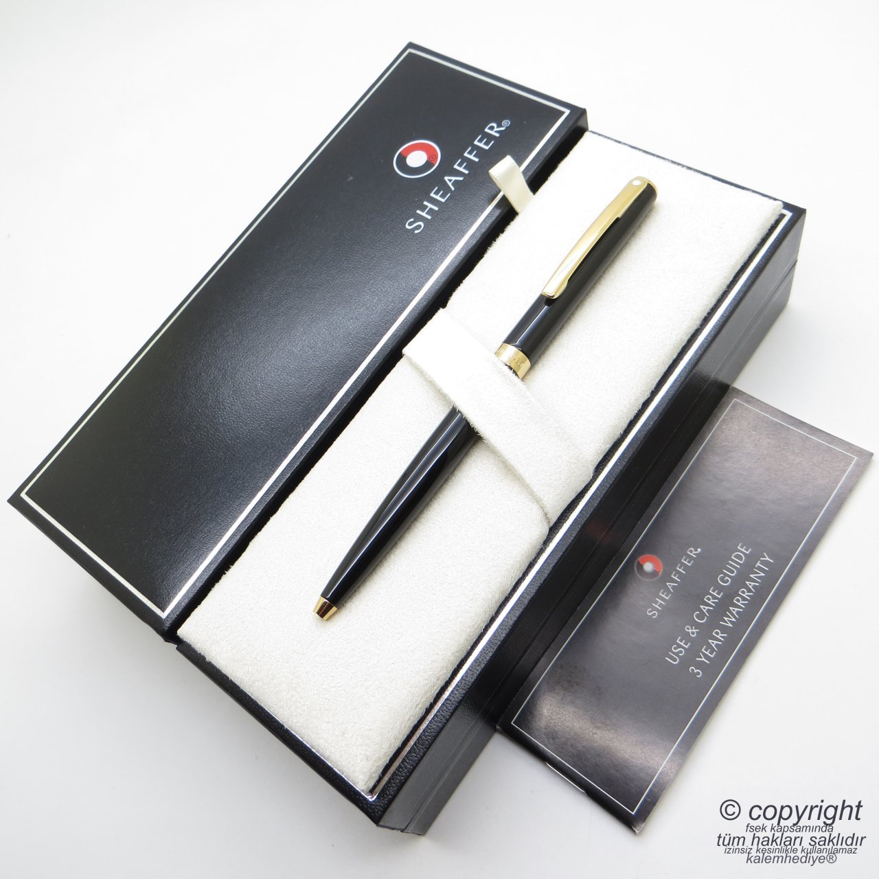 Sheaffer Sagaris Parlak Siyah Altın Tükenmez Kalem | İsme Özel Kalem