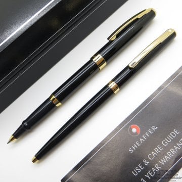 Sheaffer Sagaris Siyah Altın Roller Kalem + Tükenmez Kalem Seti | Kişiye Özel Kalem | İsme Özel Kalem Seti