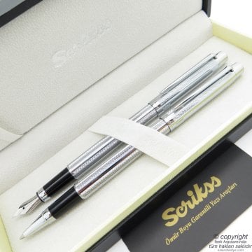 Scrikss 722W Krom Dolma Kalem + Roller Kalem Seti | Scrikss Oscar | İsme Özel Kalem | Hediye Kalem