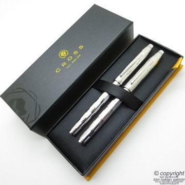 Cross Art Deco Platinum Dolma Kalem + Roller Kalem Set | Cross Kalem | İsme Özel Kalem