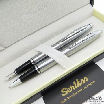 Scrikss 88 Krom Dolma Kalem + Roller Kalem Seti | Scrikss Knight | İsme Özel Kalem | Hediye Kalem