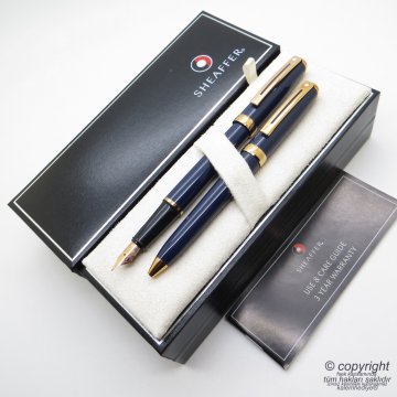 Sheaffer Prelude Kobalt Rose Gold Dolma Kalem + Tükenmez Kalem Seti | Kişiye Özel Kalem | İsme Özel Kalem Seti