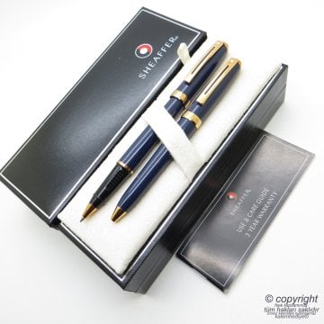 Sheaffer Prelude Kobalt Rose Gold Roller Kalem + Tükenmez Kalem Seti | Kişiye Özel Kalem | İsme Özel Kalem Seti