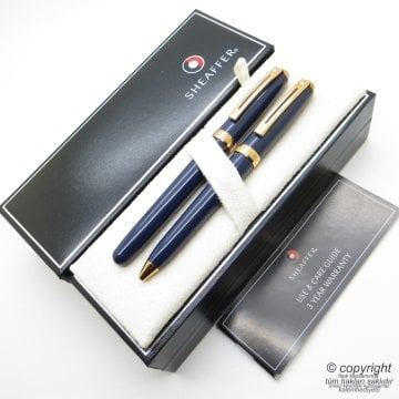 Sheaffer Prelude Kobalt Rose Gold Roller Kalem + Tükenmez Kalem Seti | Kişiye Özel Kalem | İsme Özel Kalem Seti