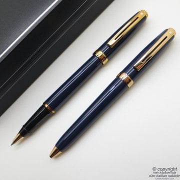 Sheaffer Prelude Kobalt Rose Gold Roller Kalem + Tükenmez Kalem Seti | Kişiye Özel Kalem | İsme Özel Kalem Seti