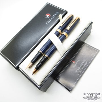 Sheaffer Prelude Kobalt Rose Gold Dolma Kalem + Roller Kalem Seti | Kişiye Özel Kalem | İsme Özel Kalem Seti
