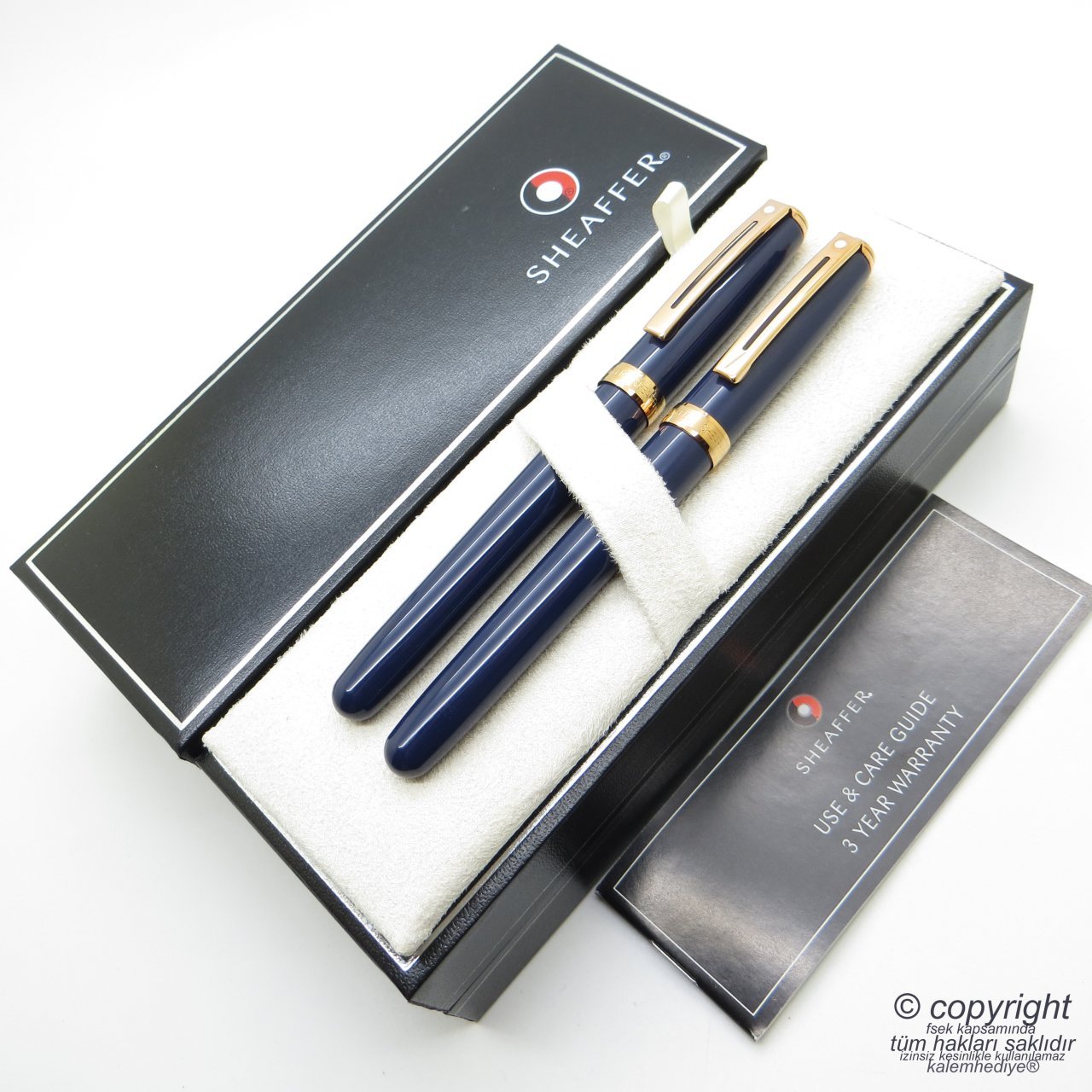 Sheaffer Prelude Kobalt Rose Gold Dolma Kalem + Roller Kalem Seti | Kişiye Özel Kalem | İsme Özel Kalem Seti